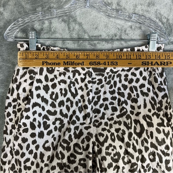 J Crew Leopard Print Linen Blend Plants 4 Stretchy Waist Jaguar Animal Preppy - Picture 7 of 14